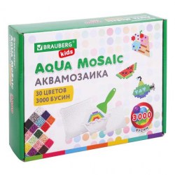 Аквамозайка Brauberg KIDS 664915 с трафаретами, 30 цветов, 3000 бусин, инструменты