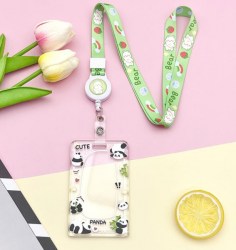 Бейдж Алеф 128P-12 "Cute panda" вертикальный на шнурке