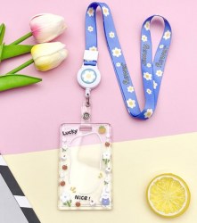 Бейдж Алеф 128P-14 "Nice flowers" вертикальный на шнурке