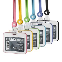 Бейдж ErichKrause 62101 горизонтальный, размер вставки 85х54мм, с лентой, ассорти 