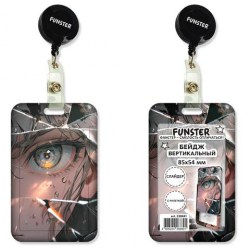 Бейдж Funster 238841 "Отражение" вертикальный, размер 85х54мм, слайдер, клип-рулетка 