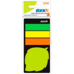 Блок липкий фигурный Hopax 21476 "Лист" 44*44 20л.+4*12*45 25л. неон пластик 