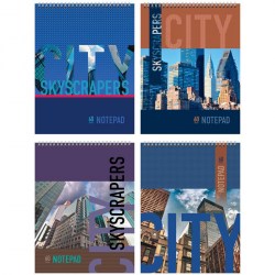 Блокнот А5  60л. БиДжи 8875 "City" клетка, на гребне, ассорти