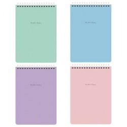 Блокнот А5  60л. Brauberg 116427 "Minimal Pastel" клетка, ассорти, на гребне