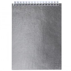 Блокнот А5  80л. Хатбер 80Б5бвВ1гр  "Metallic" серебро, клетка, Бумвинил на гребне  059582