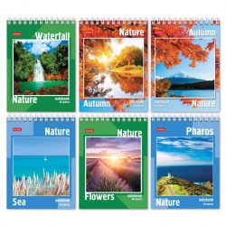 Блокнот А6  40л. Хатбер 40Б6В1гр "Пейзажи" клетка, на гребне 004668