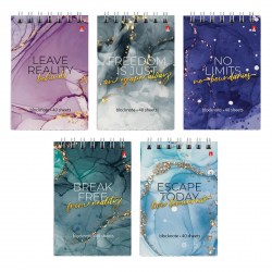 Блокнот А7  40л. Альт 3-40-763 "Мрамор" на пружине, 5 видов 