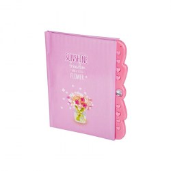 Блокнот Alingar AL10064/1 "Букет" 11*15см, код. замочек, розовый 50л, 7БЦ, линия 