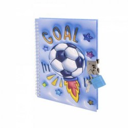 Блокнот Alingar AL11731 "Футбол" 13*18см, с замком, клетка, на гребне, 3D