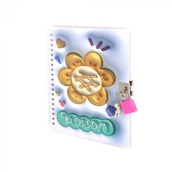 Блокнот Alingar AL11794 "Подсолнух" 13*18см, с замком, клетка, на гребне, 3D