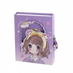 Блокнот Alingar AL11994 "Малышка с повязкой" 12,5*16см, с замком, линия, на гребне