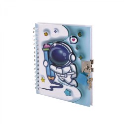 Блокнот Alingar AL12266 "Космос. Рисуем на облаках" 11*15см, с замком, клетка, на гребне, 3D
