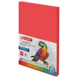 Бумага  Brauberg A4, 80г/м, 100л, интенсив ярко-красная 116562