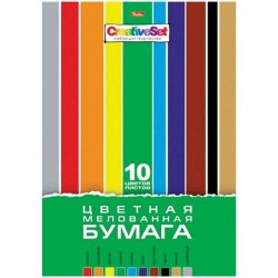 Бумага цветная А4 10л. 10цв. Хатбер 10Бц4м_05930 "Creative Set" мелованная 008826