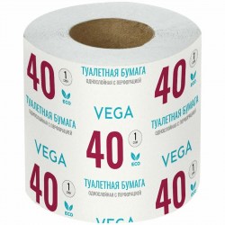 Бумага туалетная  Vega 1 слой, 40м,  1рул/упак серая 339241