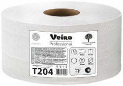 Бумага туалетная Veiro Professional Comfort T204, 2-слойная, белая, 170 метров, шир.95мм 12 рул/уп 