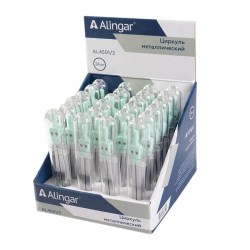 Циркуль Alingar AL4501/2 металлический, 98мм, бирюзовый в футляре 