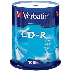 Диск CD-R 700Mb Verbatim 52x Cake Box (100) 43411 202724