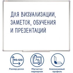 Доска магнитно-маркерная  90*120см Staff 235463 алюминевая рамка