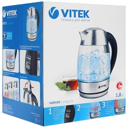 Электрочайник VITEK 7047 стекло 1,8л, подсветка, с поддержанием температуры