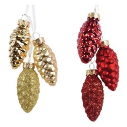 Елочное украшение MAGIC TIME 93967 "Шишки" 3шт, 2,5*2,5см золото/красный, С592294