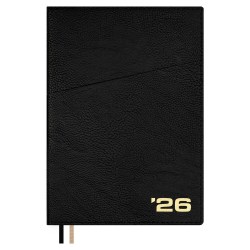 Ежедневник А5+ 2026г. Феникс 70208 ШЕВРЕТ черный, кожзам, 176л., ляссе