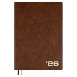 Ежедневник А5+ 2026г. Феникс 70209 ШЕВРЕТ коричневый, кожзам, 176л., ляссе