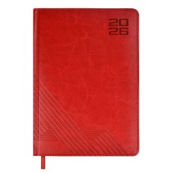 Ежедневник А5 2026г. Феникс 70222 САРИФ красный, кожзам, 176л, ляссе