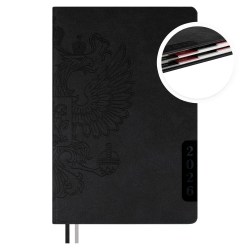 Ежедневник А5 2026г. Феникс 70245 НАППА черный, кожзам, 176л, ляссе