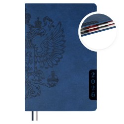 Ежедневник А5 2026г. Феникс 70247 НАППА синий, кожзам, 176л, ляссе