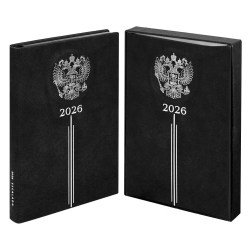 Ежедневник А5 2026г. Феникс 70249 ТИВОЛИ черный, кожзам, 176л.ляссе