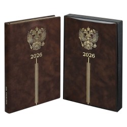 Ежедневник А5 2026г. Феникс 70250 ТИВОЛИ коричневый, кожзам, 176л.ляссе