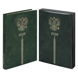 Ежедневник А5 2026г. Феникс 70252 ТИВОЛИ зеленый, кожзам, 176л.ляссе