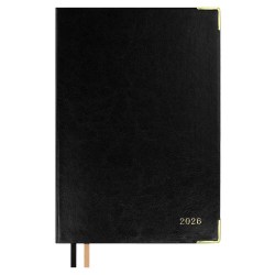 Ежедневник А5 2026г. Феникс 70257 САРИФ черный кожзам, метал. угол, золотой срез 176л., ляссе