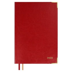 Ежедневник А5 2026г. Феникс 70260 САРИФ красный кожзам, метал. угол, золотой срез 176л., ляссе