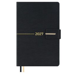 Ежедневник А5 2027г. Феникс 73506 ШЕВИОТ черный, кожзам, 176л, ляссе