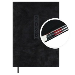 Ежедневник А6+ 2026г. Феникс 70297 ТИВОЛИ ГЛОСС черный, кожзам, 176л. с вырубкой