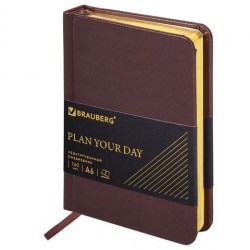 Ежедневник А6 Brauberg 125105 "Iguana" темно-коричневый, кожзам, золотой срез