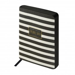 Ежедневник А6 Bruno Visconti 3-742/02 "BLACK&WHITE. Полоски" линия, кожзам, ляссе, черный обрез