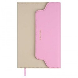Ежедневник А6+ Феникс 70674 ПЛЕЗИР бежевый/розовый, кожзам, 120л. недатир, ляссе