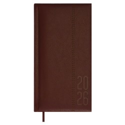 Еженедельник 87х166мм 2026г. Феникс 70365 НАППА коричневый, кожзам, 64л. ляссе