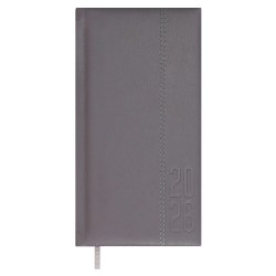 Еженедельник 87х166мм 2026г. Феникс 70369 НАППА серый, кожзам, 64л. ляссе
