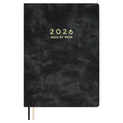 Еженедельник А4 2026г. Феникс 70327 "ТИВОЛИ ДЕЛАВЭ" черный, кожзам, 80л.