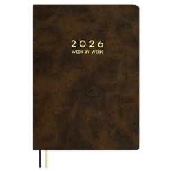 Еженедельник А4 2026г. Феникс 70328 "ТИВОЛИ ДЕЛАВЭ" коричневый, кожзам, 80л.