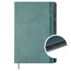 Еженедельник А5 2026г. Феникс 70337 "БУЙВОЛ" серо-голубой, кожзам, 80л.