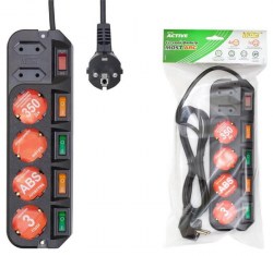 Фильтр сетевой 3,0м 6 розеток MOST A16 черный упак п/э 1033470