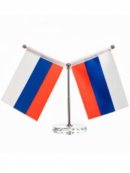Флаг  РФ на поставке 2шт, 8*11см, круг 16,5х12см 9605250