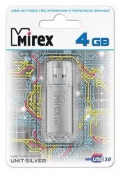 Флэш-диск Mirex UNIT SILVER 4GB ecopack 13600-FMUUSI04