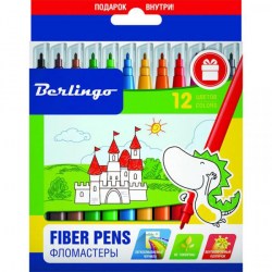 Фломастеры 12цв. Berlingo WP00212 "Замки" смываемые 319312