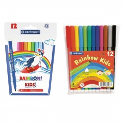 Фломастеры 12цв. Centropen 7 7550 1202 "RAINBOW KIDS" трехгранные, смываемые 214283